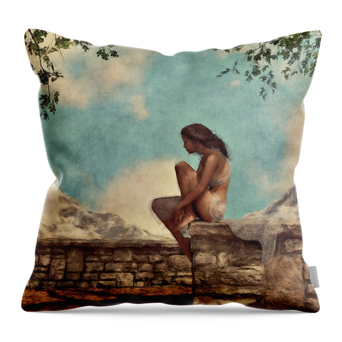 Clayton Throw Pillow featuring the digital art Sun dappled by Clayton Bastiani