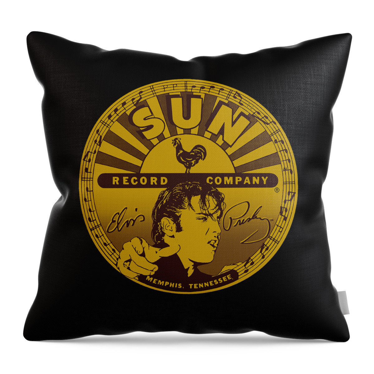 Winter Lion Throw Pillow featuring the digital art Sun Records Music Independent Elvis Full Sun Label by Nicklas Householder