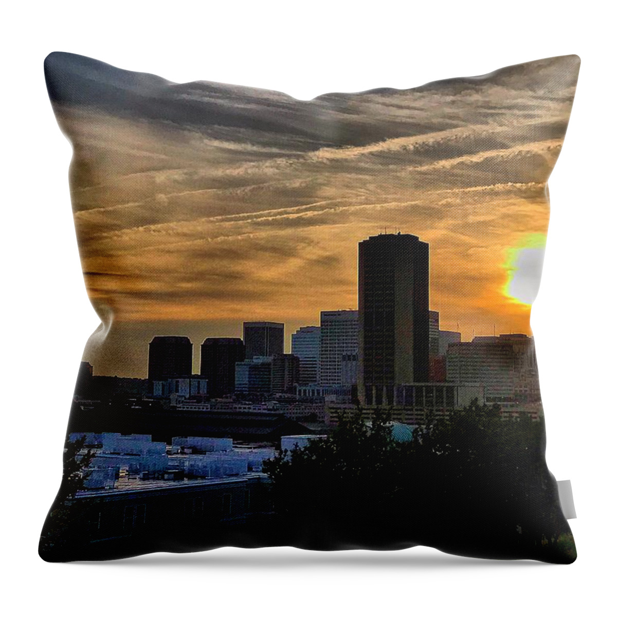 Throw Pillow featuring the photograph Sun setting in Richmond Va by Stephen Dorton