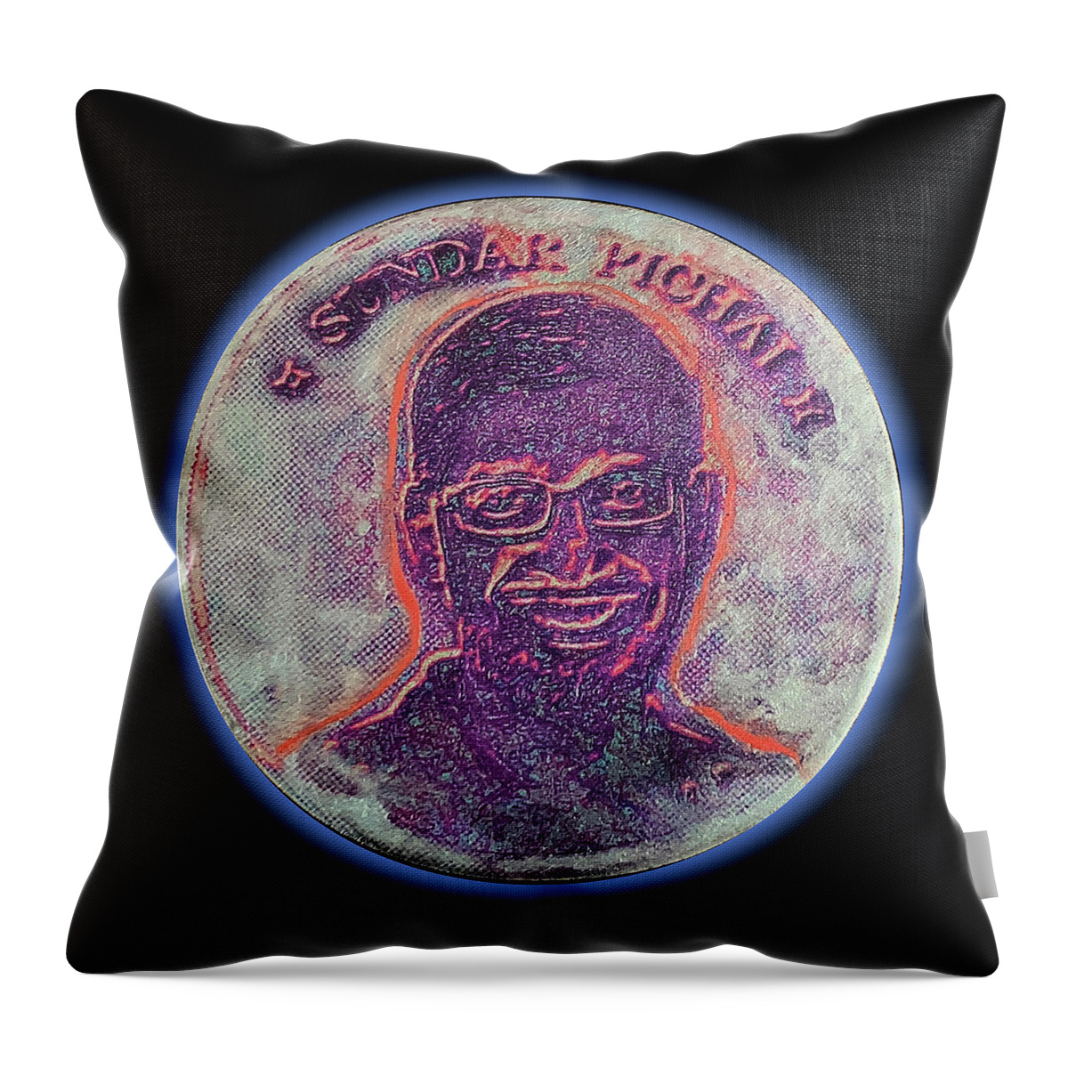 Wunderle Throw Pillow featuring the mixed media Sundar Pichai V1A by Wunderle