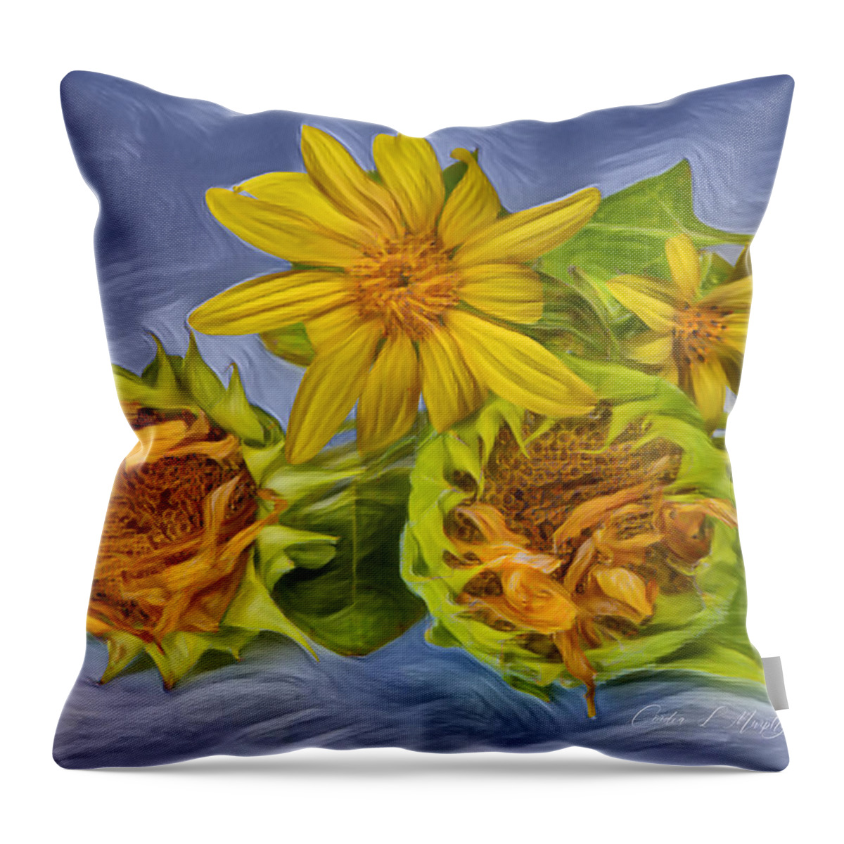 Sunflowers Throw Pillow featuring the digital art Sunflower Grown From Seeds by Cordia Murphy