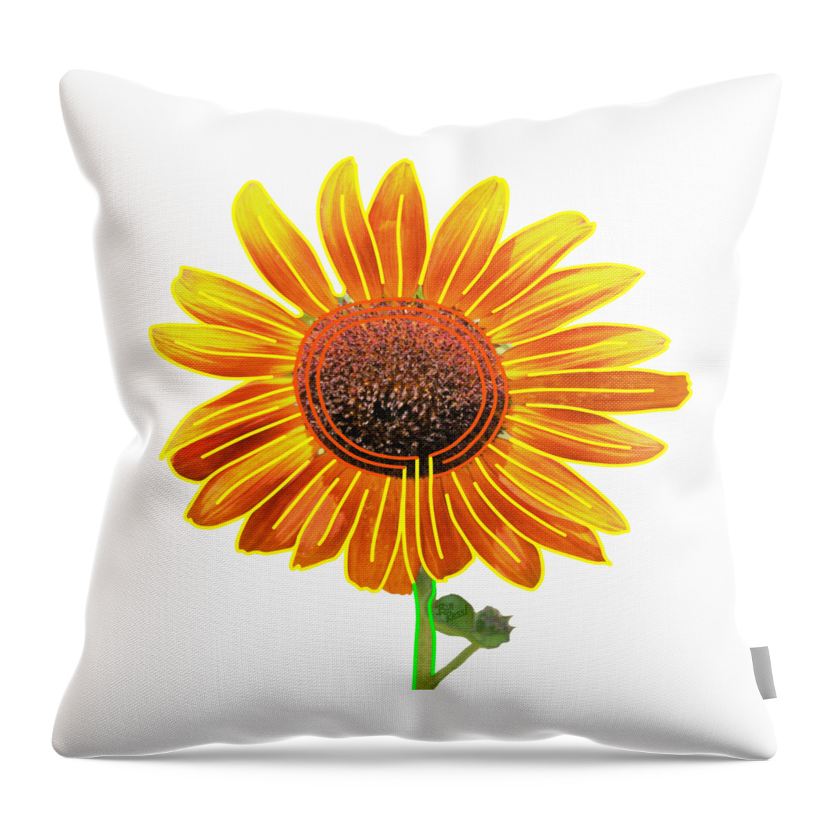 Sunflower Throw Pillow featuring the digital art Sunflower Labyrinth - Eco Art by Bill Ressl