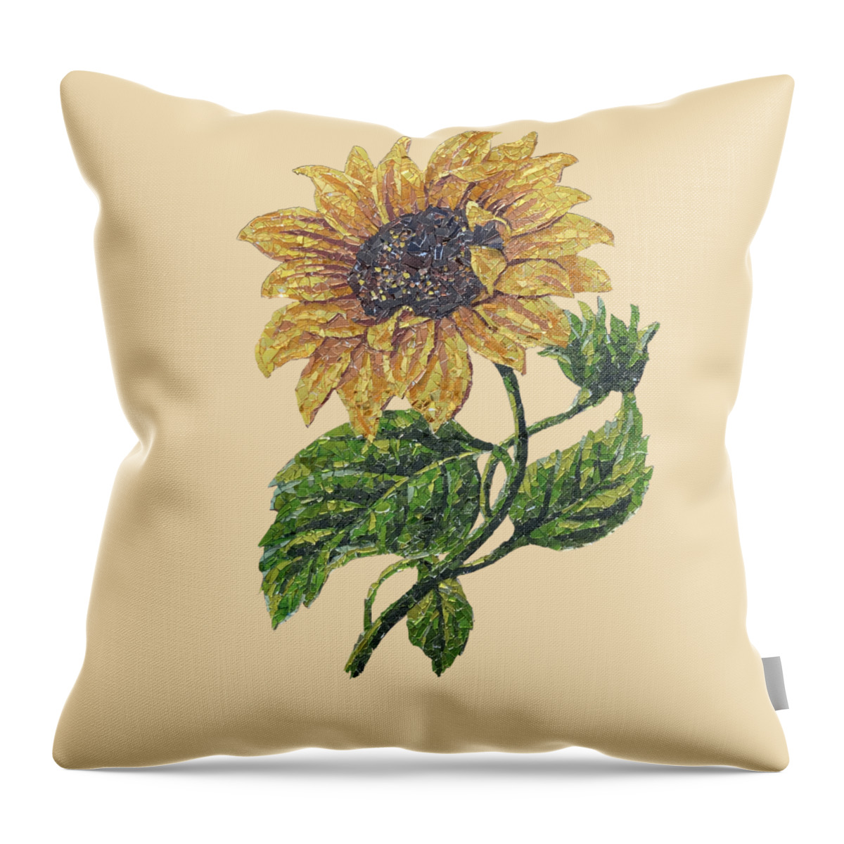 Sunflower Throw Pillow featuring the mixed media Sunflower by Matthew Lazure