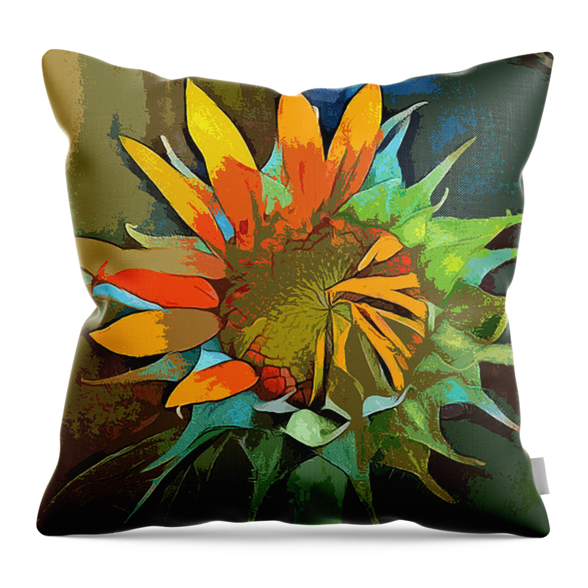 Nature Throw Pillow featuring the digital art Sunflower by Pennie McCracken