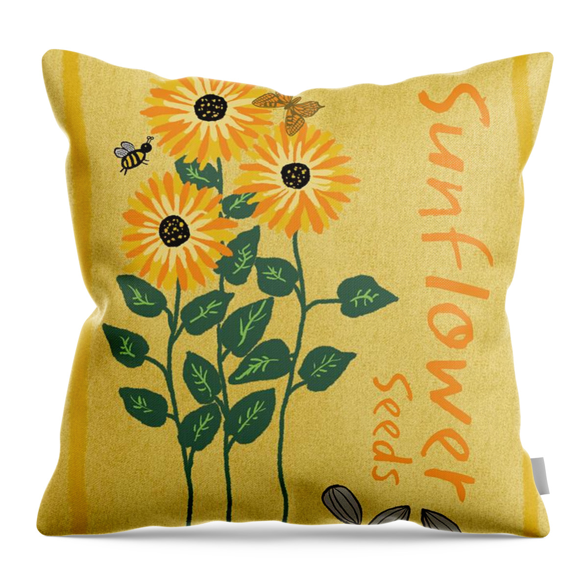 Sunflower Seeds Throw Pillow featuring the painting Sunflower Seeds by Marcy Brennan