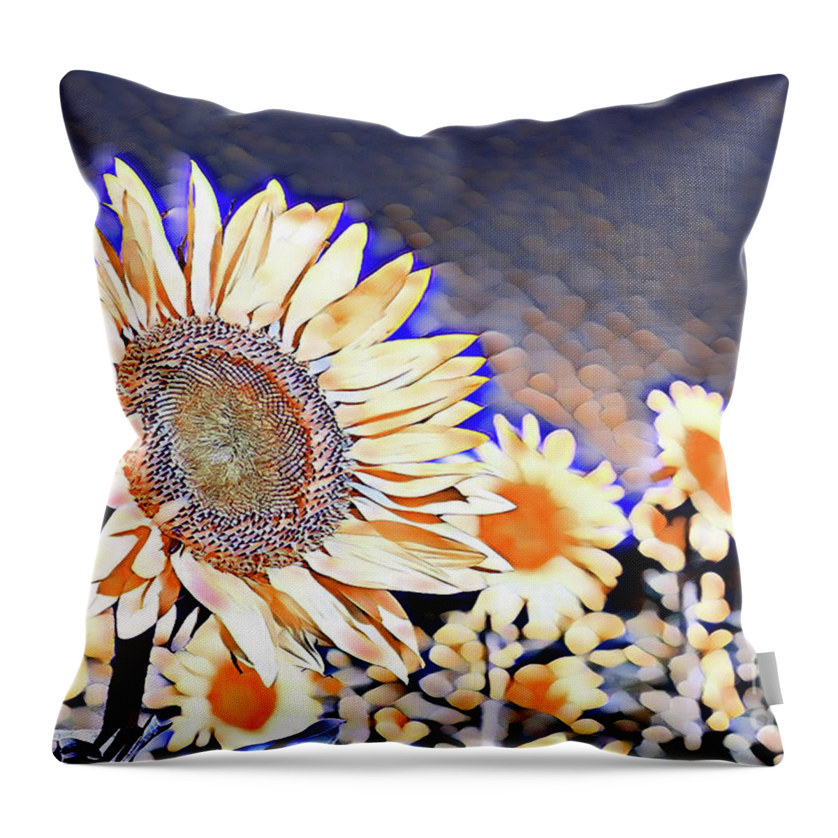 Sunflower Throw Pillow featuring the photograph Sunflowers In The Field by The James Roney Collection