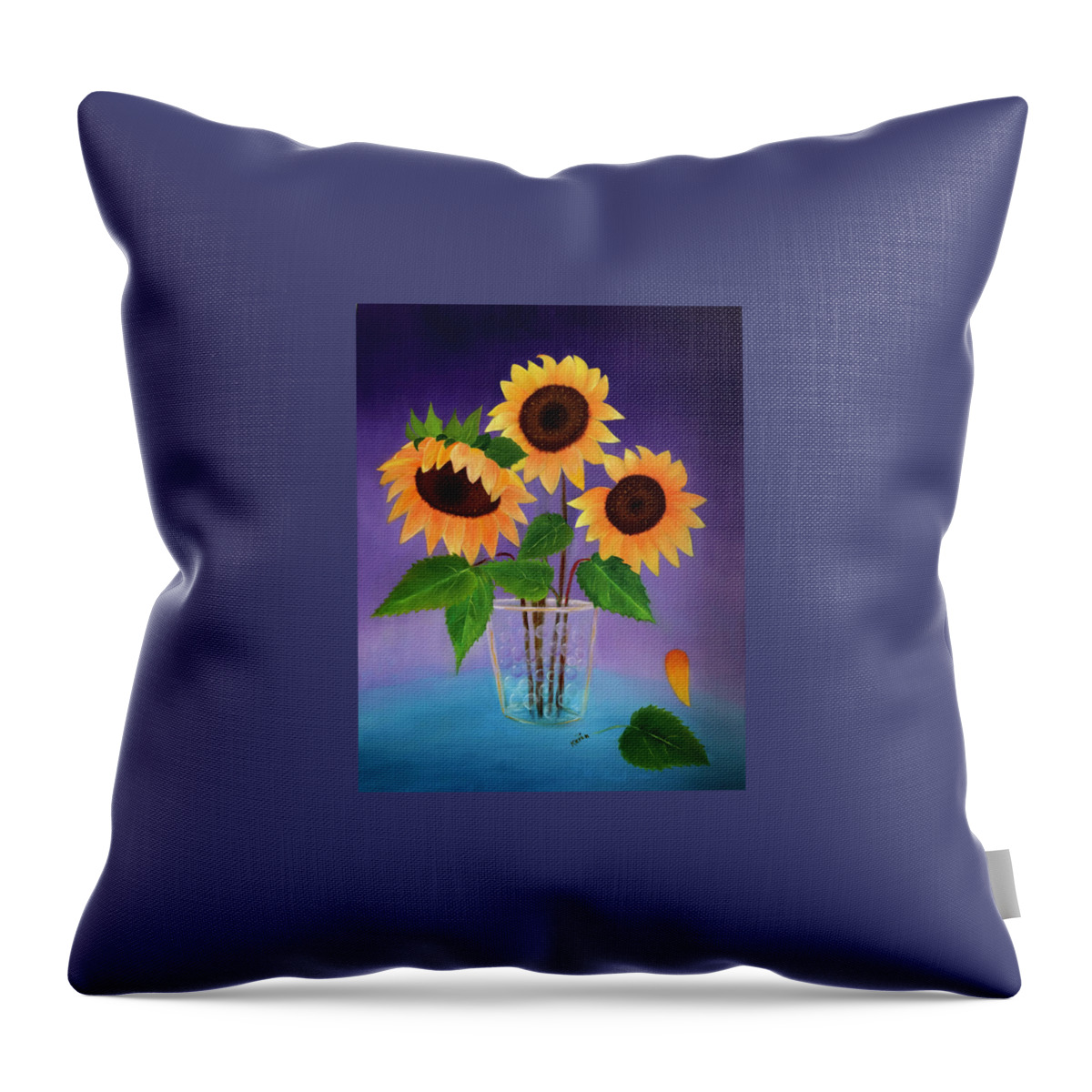 Sunflower Throw Pillow featuring the painting Sunflowers by Karin Eisermann