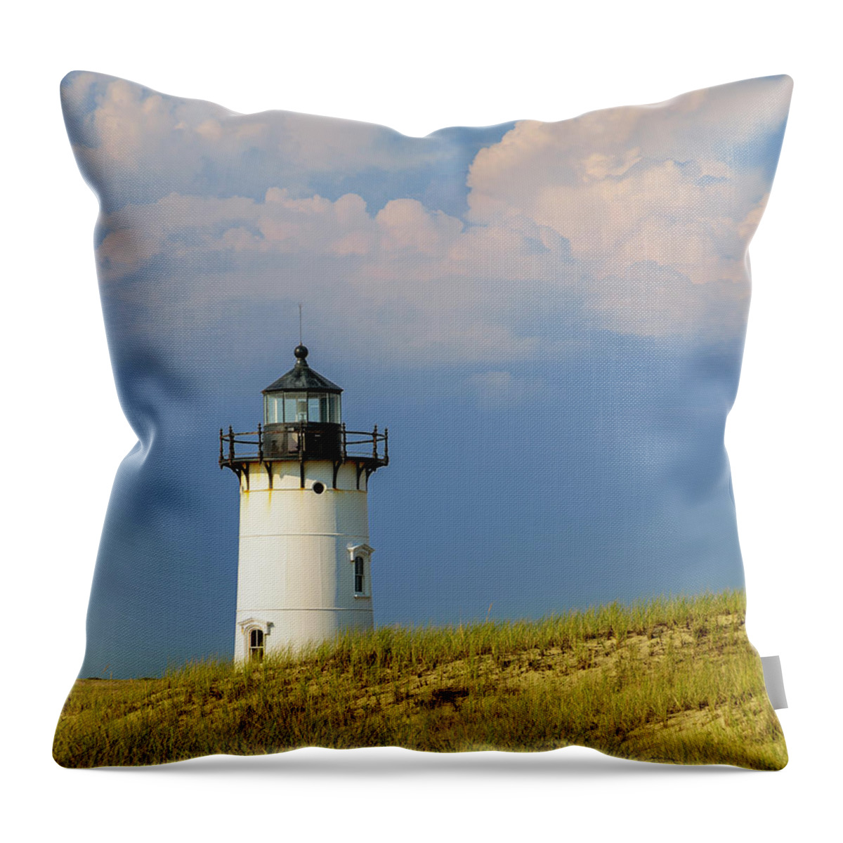 Lighthouse Throw Pillow featuring the photograph Sunlit Lighthouse by David Lee