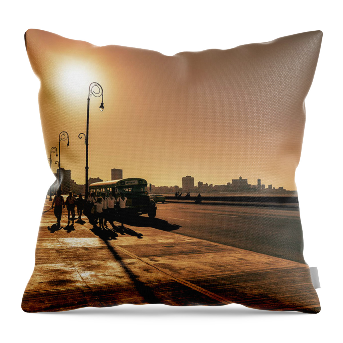 Malecon Throw Pillow featuring the photograph Sunny like when we were just kids by Micah Offman