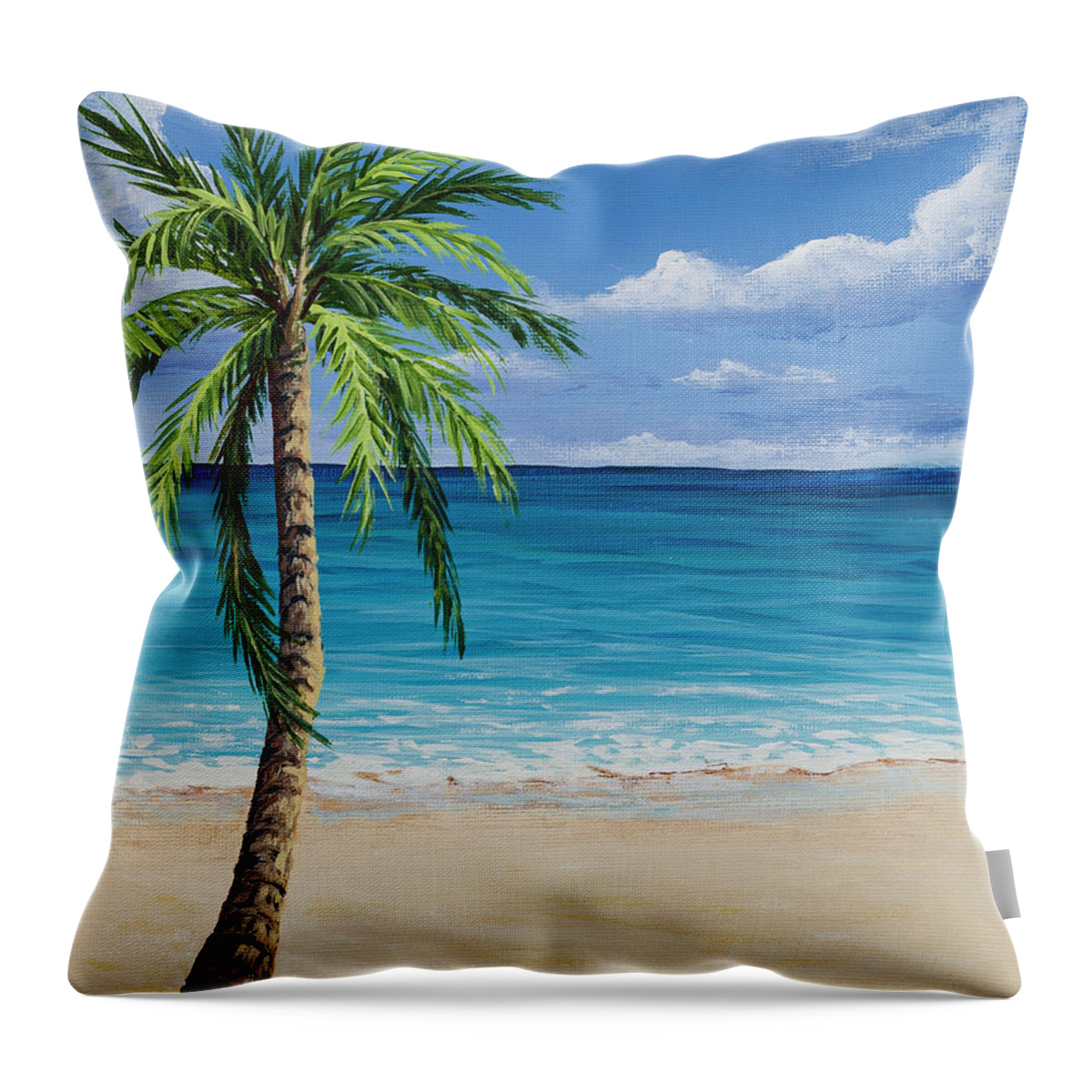 Seascape Throw Pillow featuring the painting Sunny Tropical Day by Darice Machel McGuire