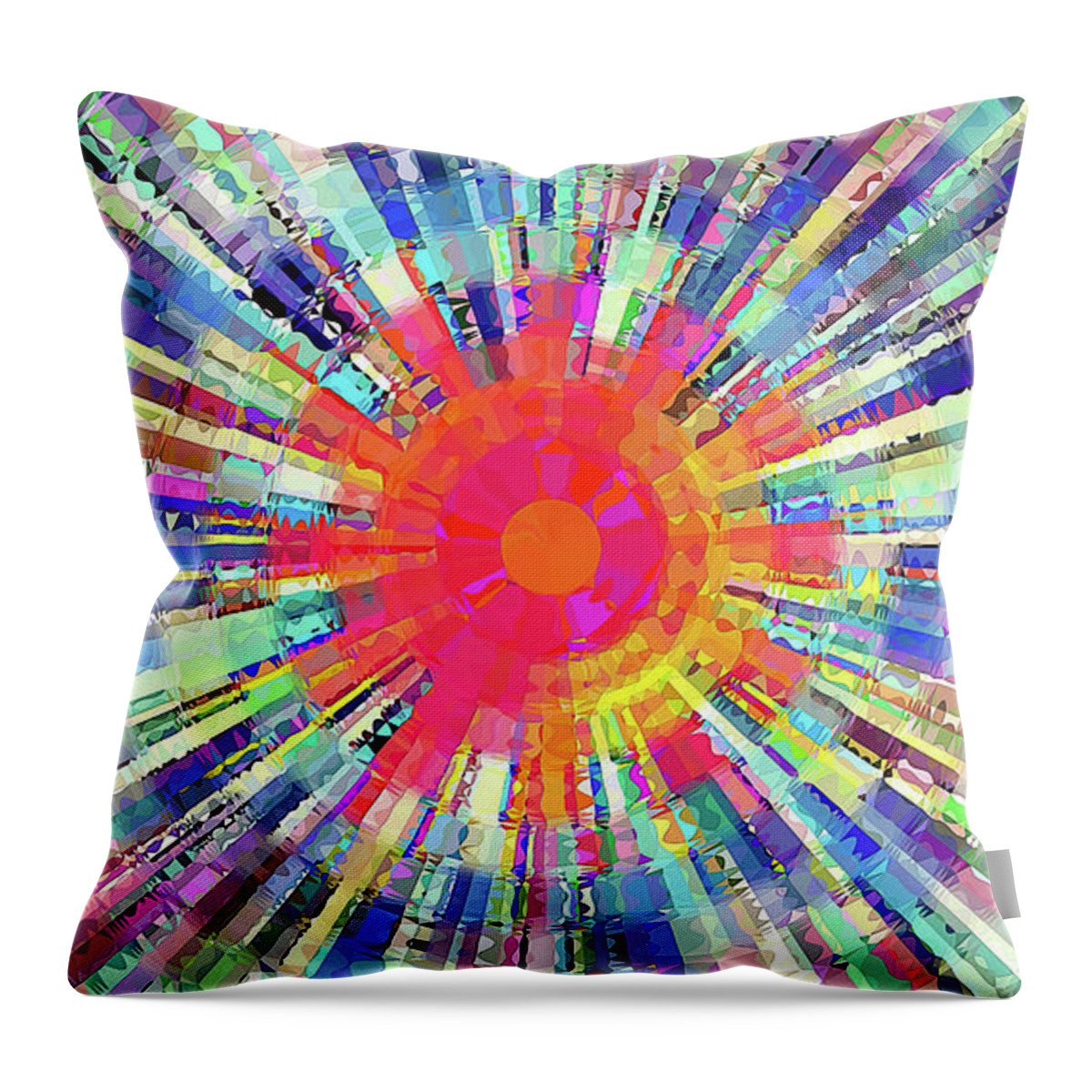 Sun Throw Pillow featuring the digital art Sunplosion Crystals by David Manlove