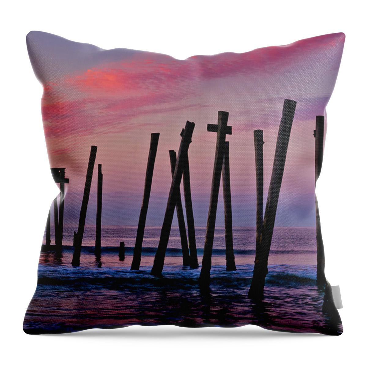 59th Pier Throw Pillow featuring the photograph Sunrise 59th Street Pier by Louis Dallara