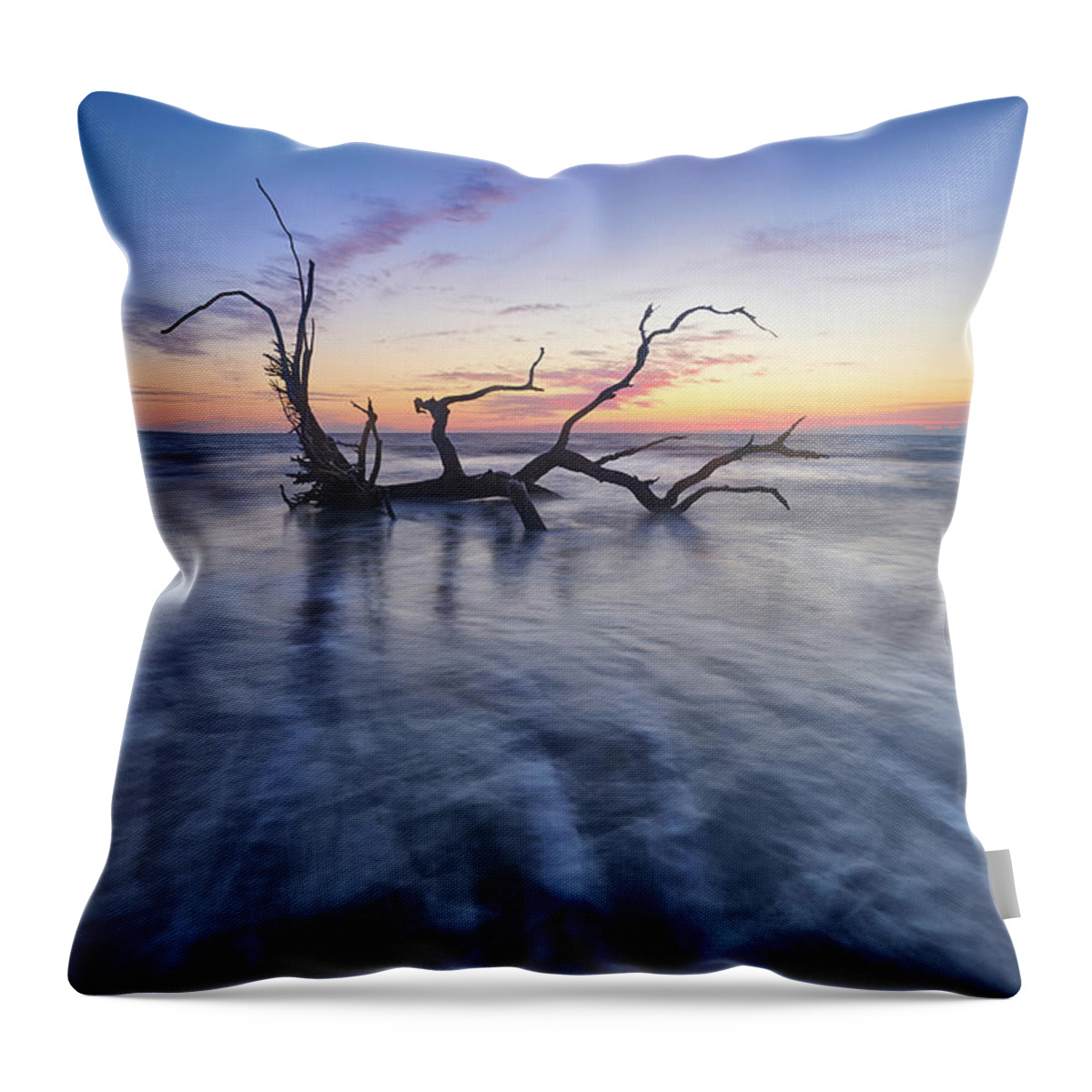 Water Throw Pillow featuring the photograph Sunrise Again at Jekyll Island by Jon Glaser