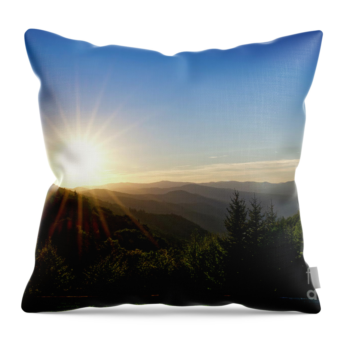 Tennessee Throw Pillow featuring the photograph Sunrise At Luftee Overlook 3 by Phil Perkins