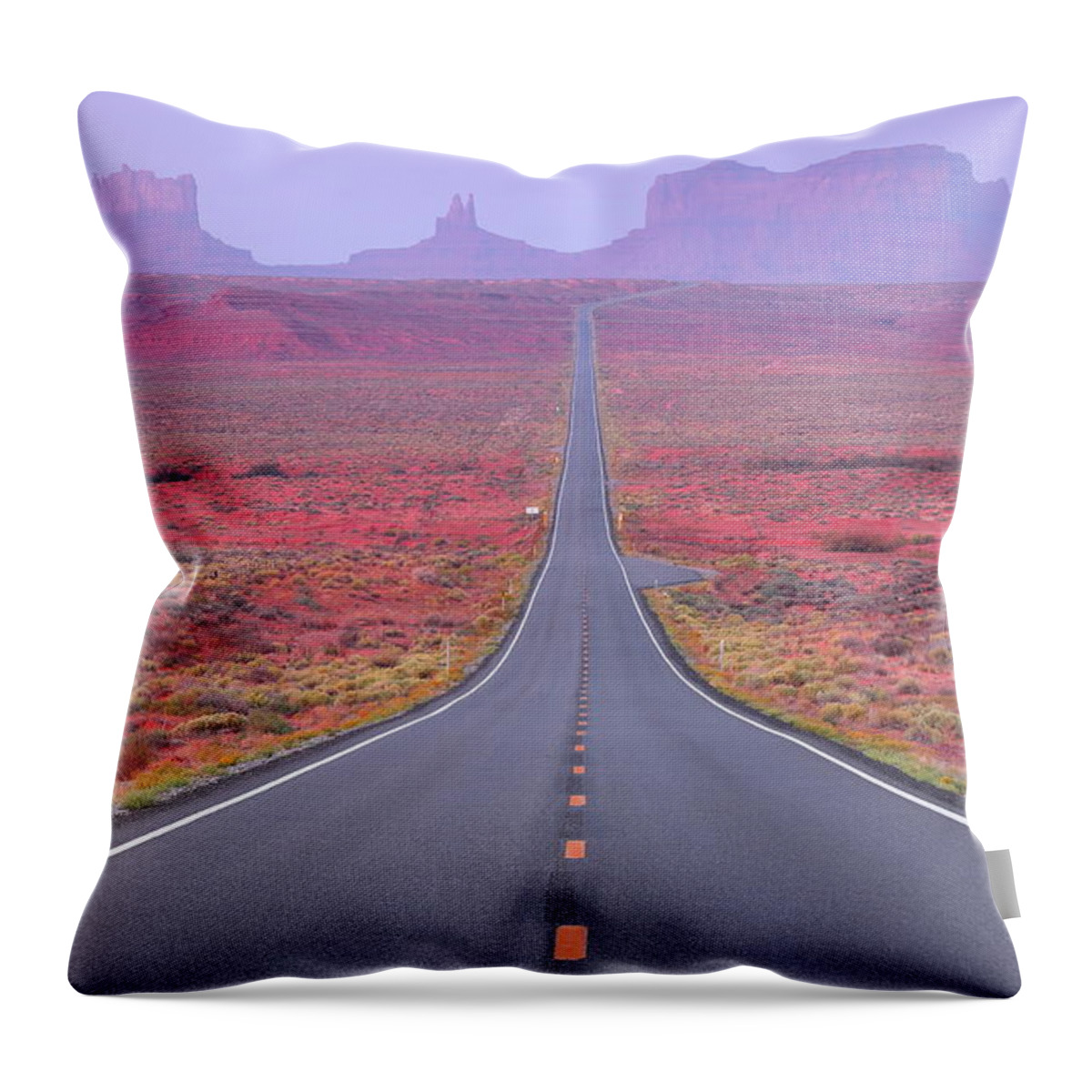 Monument Throw Pillow featuring the photograph Sunrise at Monument Valley from Forrest Gump Hill in Utah by Jetson Nguyen