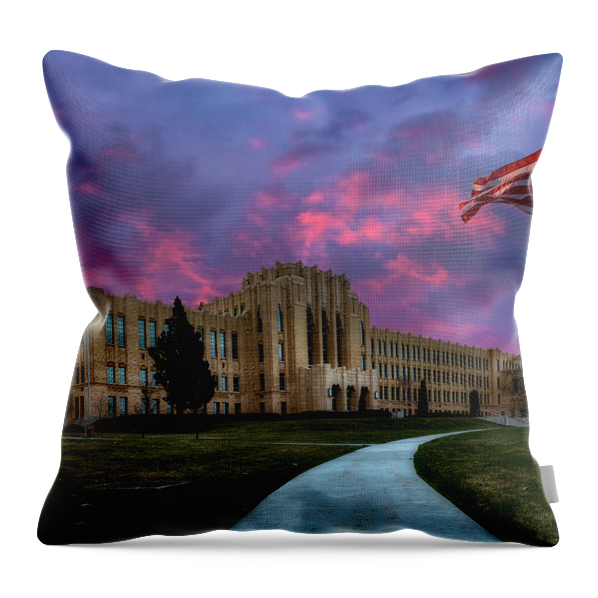 Ogden Throw Pillow featuring the photograph Sunrise at Ogden High School by Michael Ash
