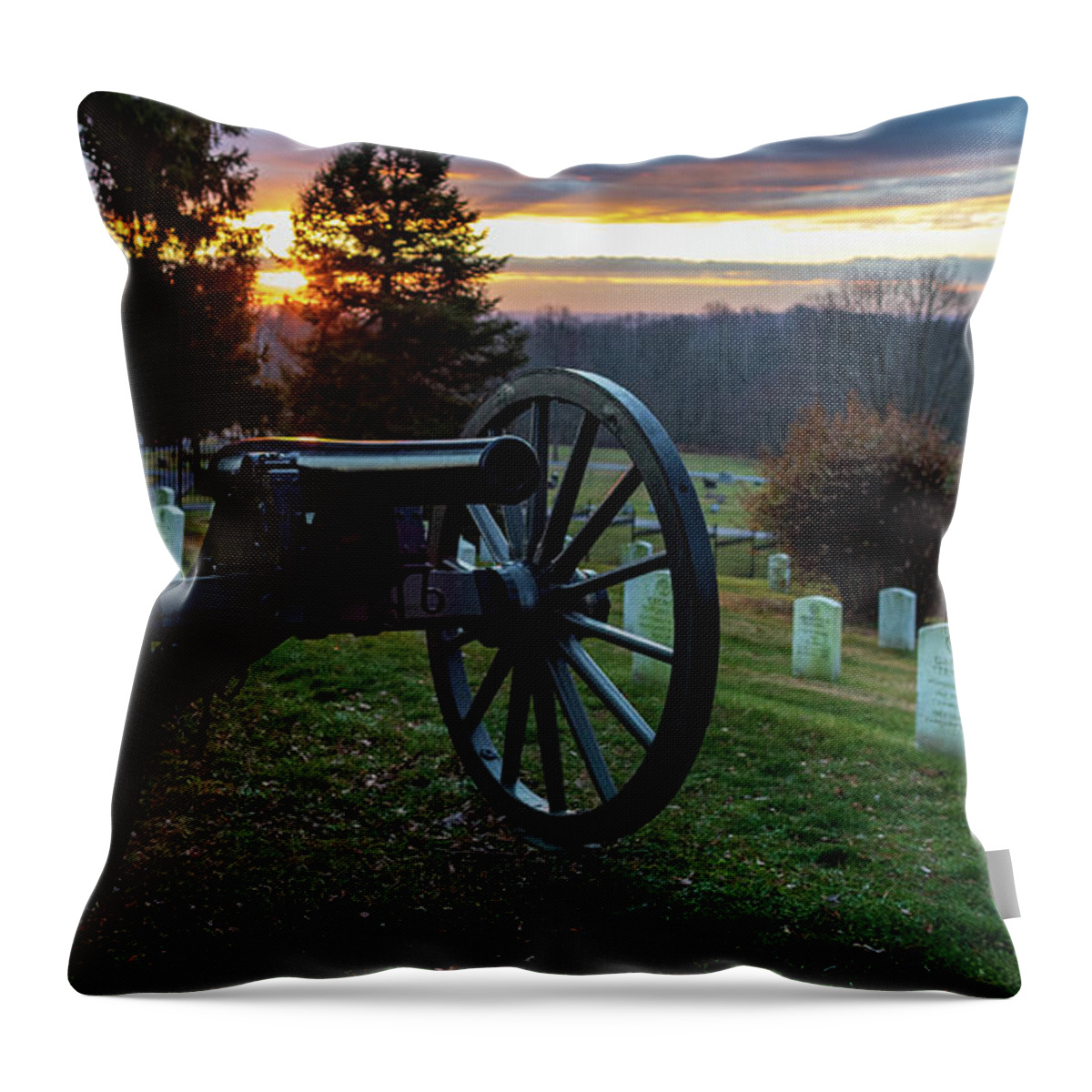 America Throw Pillow featuring the photograph Sunrise in Gettysburg by Amelia Pearn