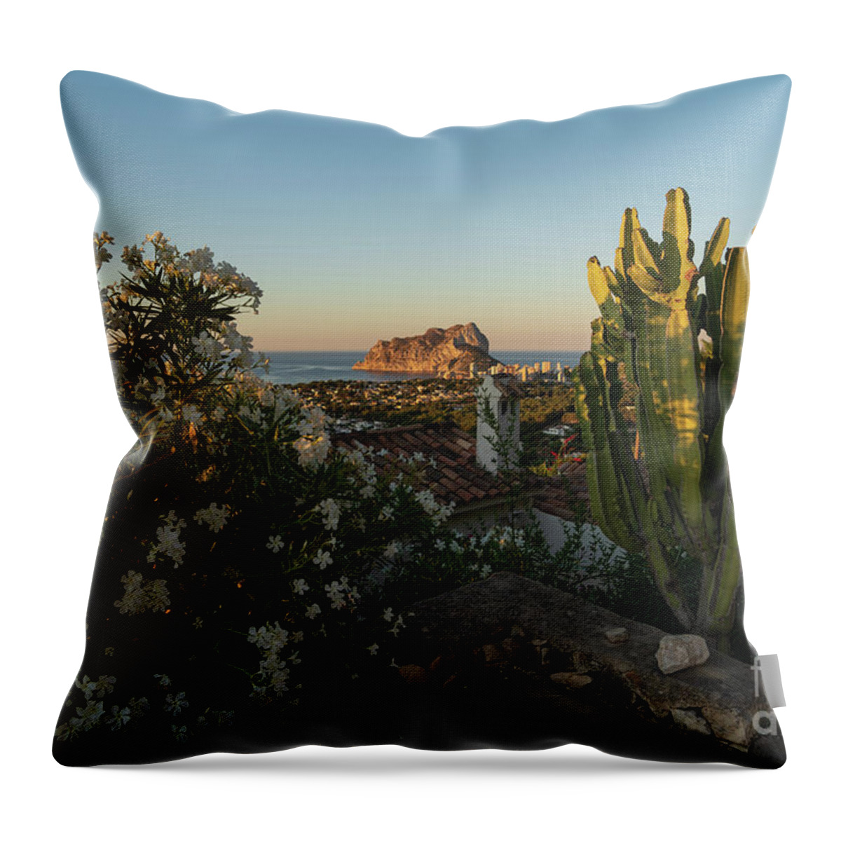 Mediterranean Throw Pillow featuring the photograph Sunrise in the north of Calpe by Adriana Mueller