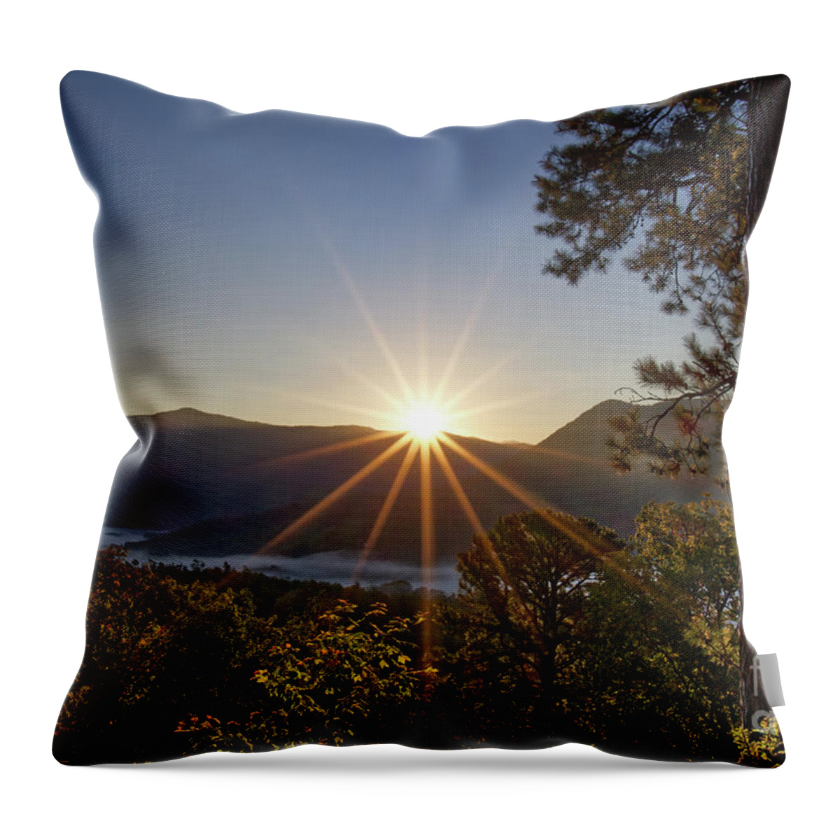 Sunrise Throw Pillow featuring the photograph Sunrise In The Smokies 2 by Phil Perkins