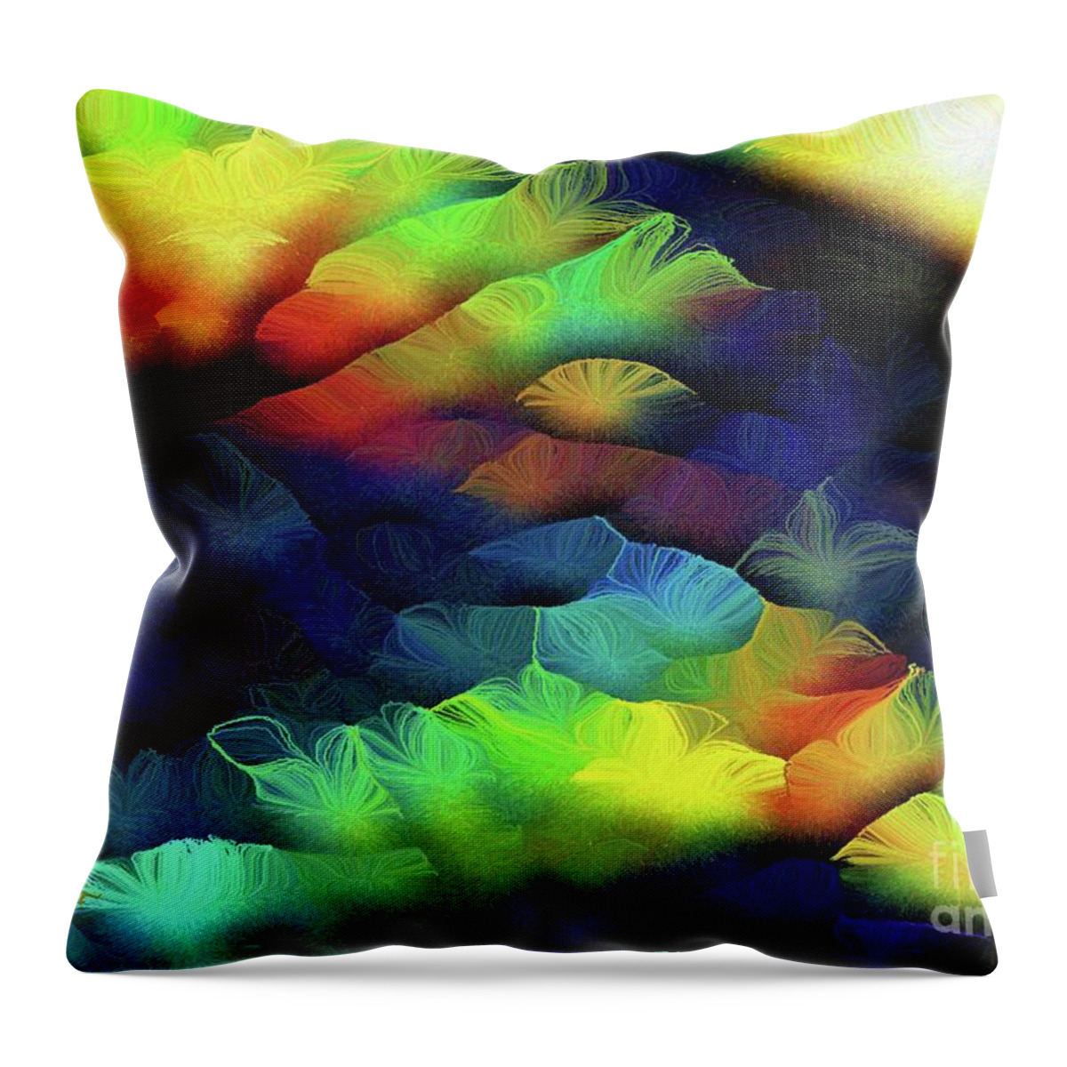 Abstract Landscape Throw Pillow featuring the painting Sunrise in the Valley of Compassion by Aberjhani