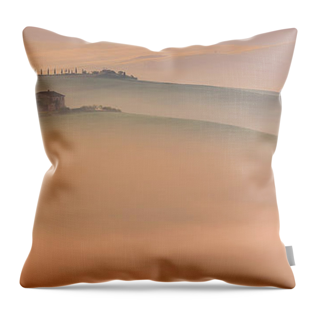 Photography Throw Pillow featuring the photograph Sunrise in Val d'Orcia, Tuscany, Italy by Henk Meijer Photography