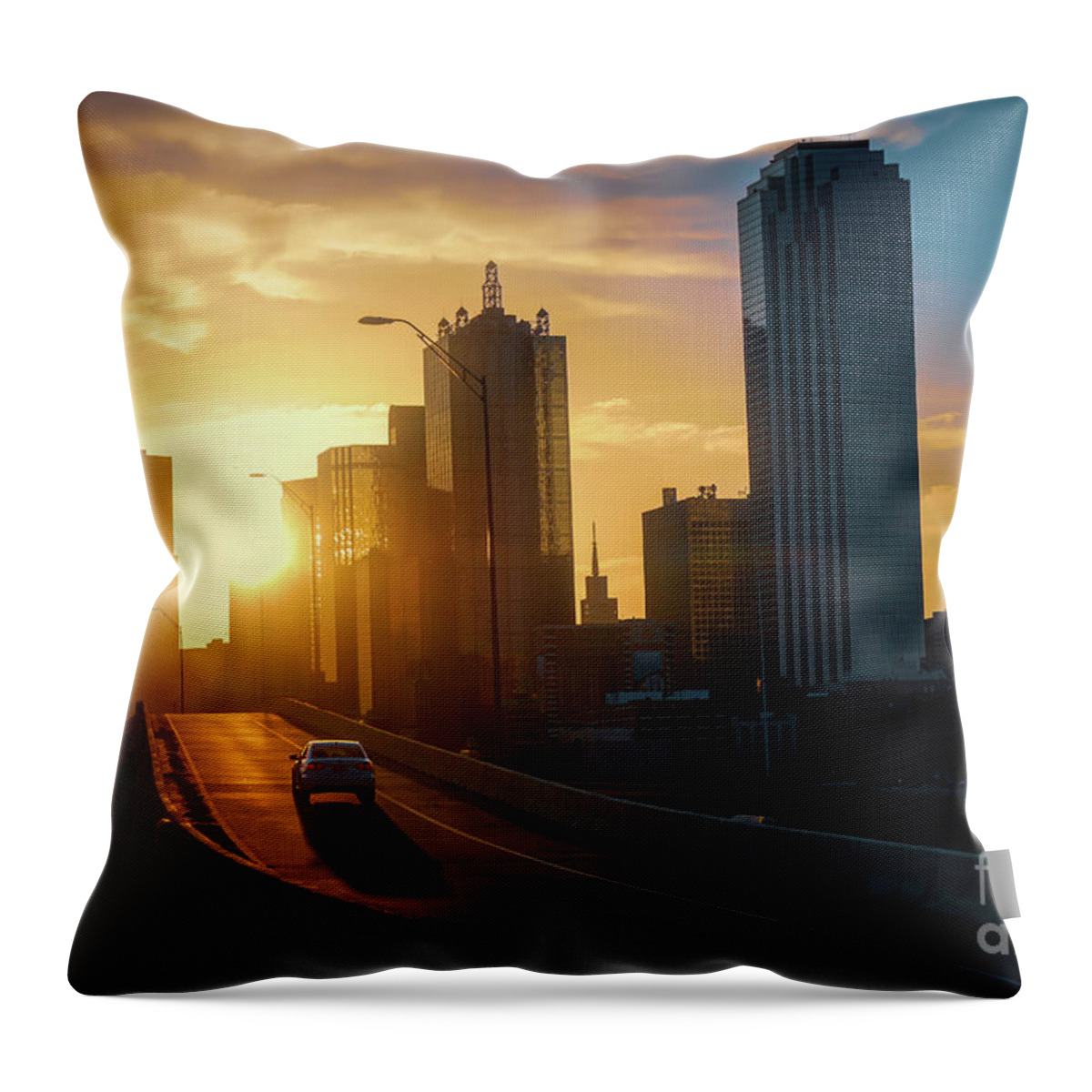 Sunrise Throw Pillow featuring the photograph Sunrise Off the Margaret Hunt Hill Bridge by Diana Mary Sharpton