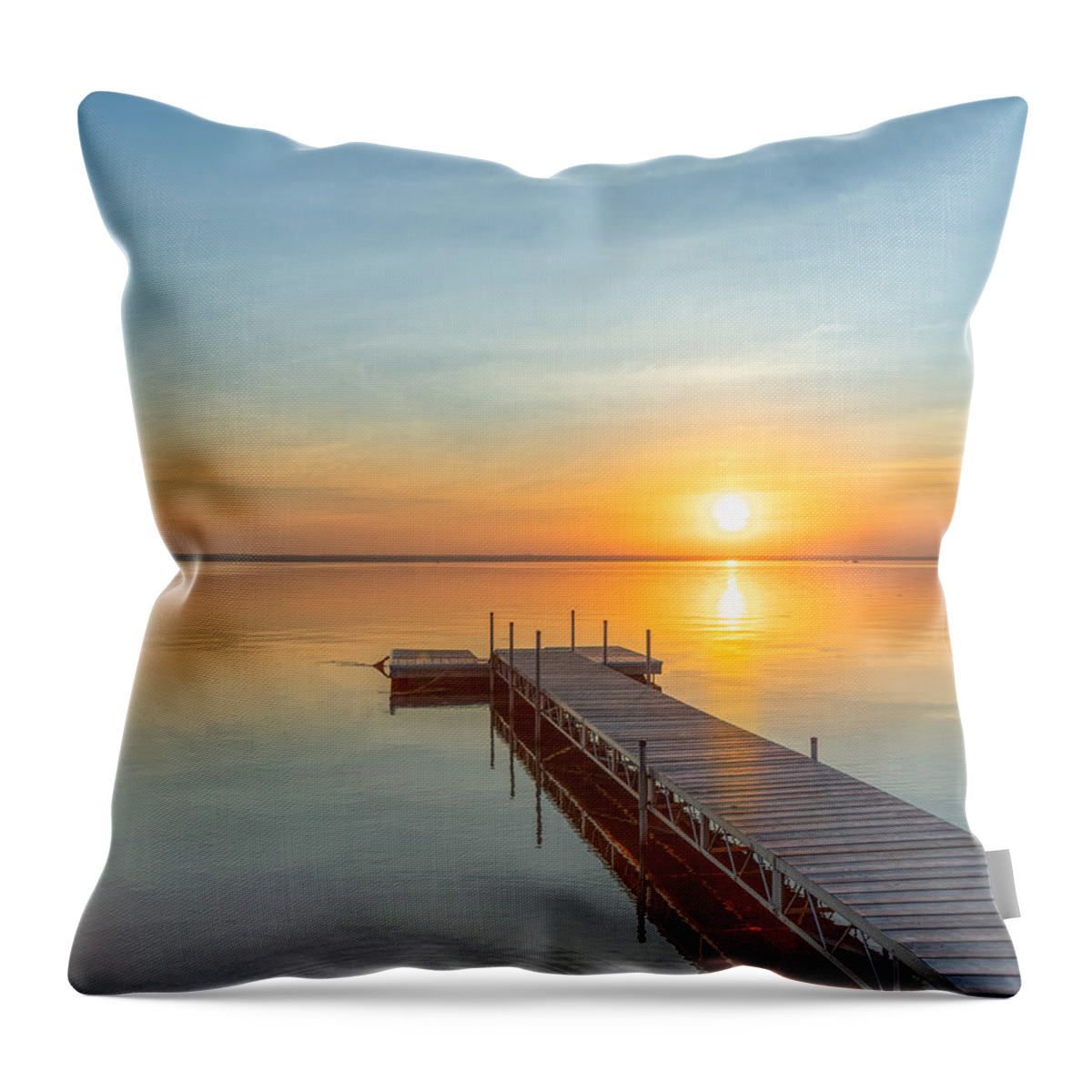 Sunrise Throw Pillow featuring the photograph Sunrise on Oneida Lake by Rod Best