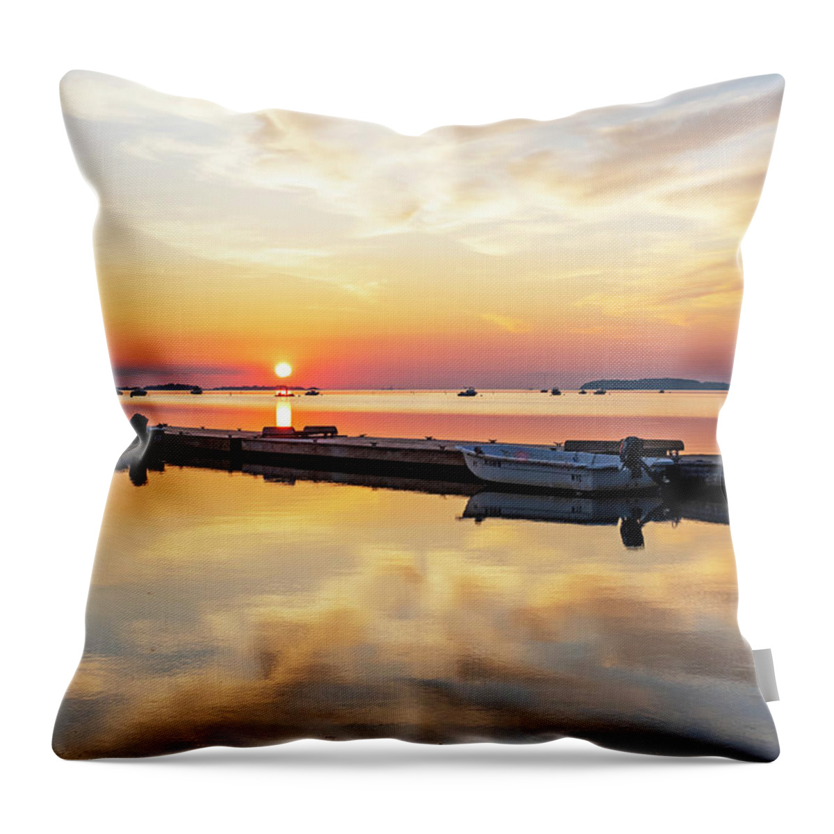 Quincy Throw Pillow featuring the photograph Sunrise on Wollaston Beach Quincy Massachusetts by Toby McGuire