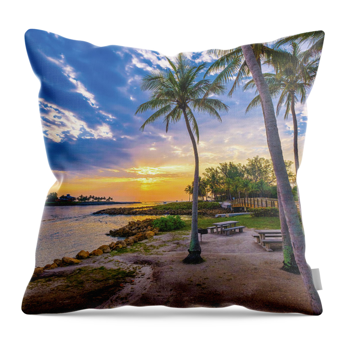 Colorful Sky Throw Pillow featuring the photograph Sunrise Over Jupiter Inlet A New Day A Fresh Start Jupiter Florida by Kim Seng
