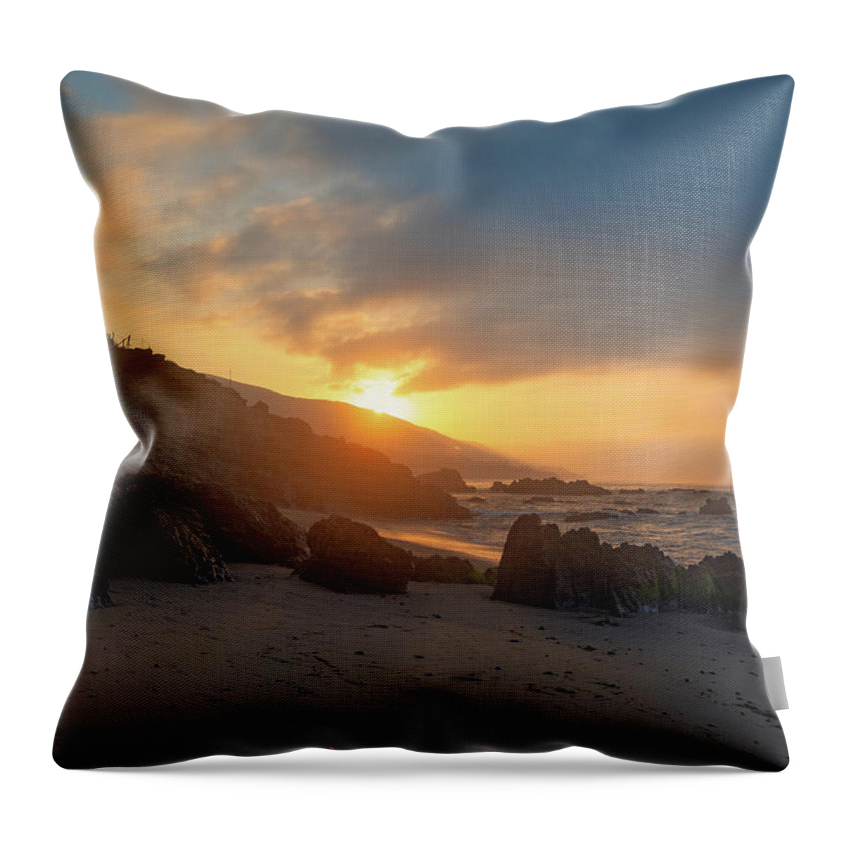 Beach Throw Pillow featuring the photograph Sunrise over the Coastal Mountains by Matthew DeGrushe