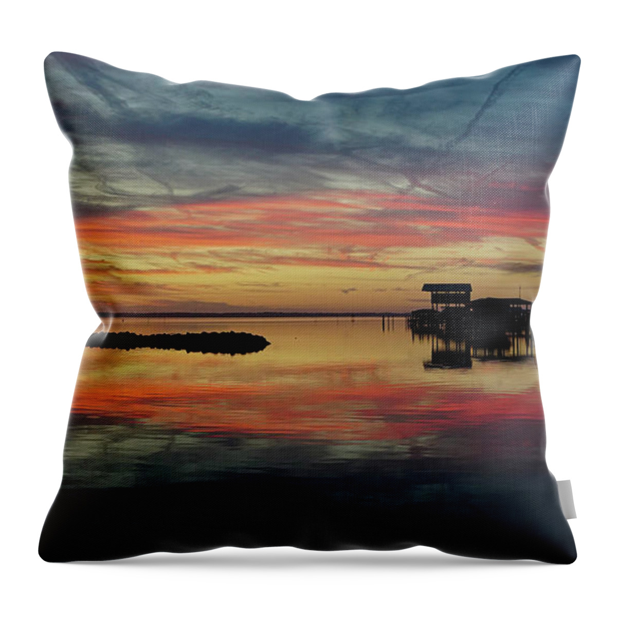 Boat House Throw Pillow featuring the photograph Sunrise Skylines by Randall Allen