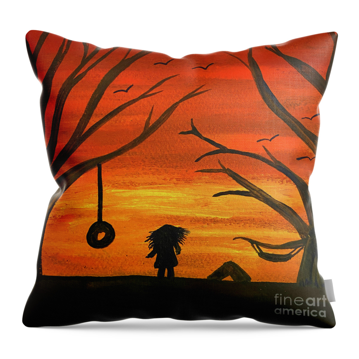 Sunset Throw Pillow featuring the painting Sunset Adventure by Lisa Neuman