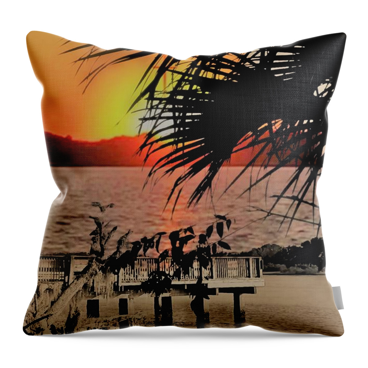 Sunset Throw Pillow featuring the photograph Sunset along the Intercoastal by John Anderson