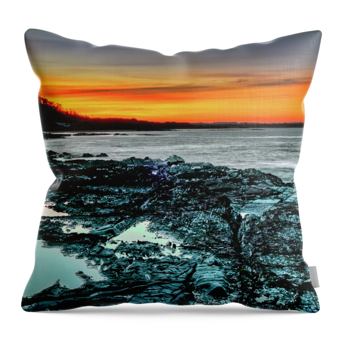 Australia Throw Pillow featuring the photograph Sunset and Rocks Cowie Beach by Frank Lee