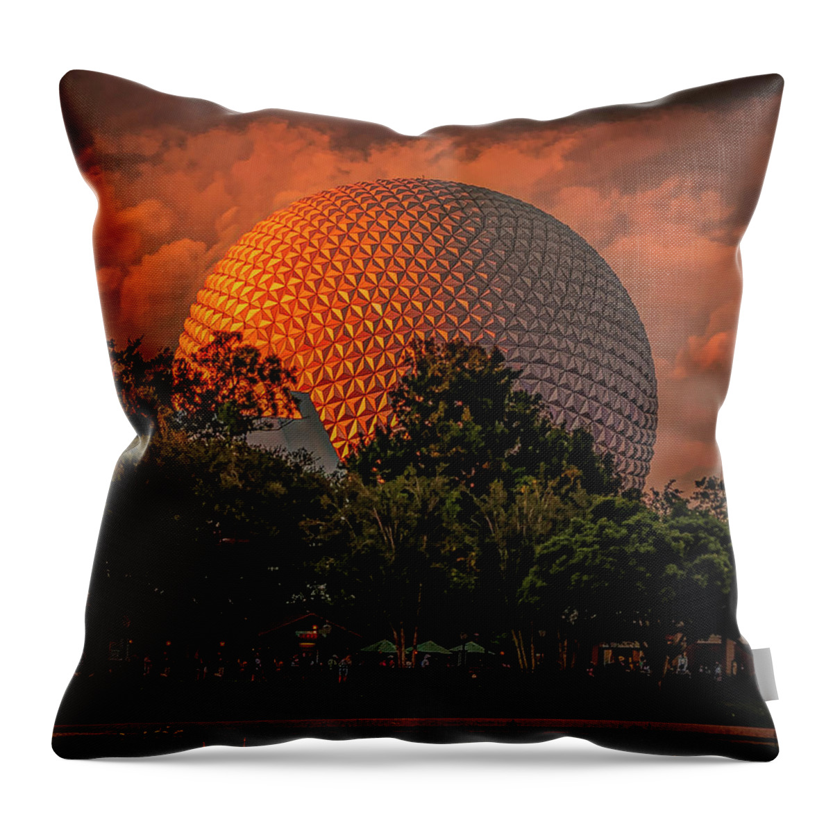 Epcot Throw Pillow featuring the photograph Sunset at Epcot by Nick Zelinsky Jr