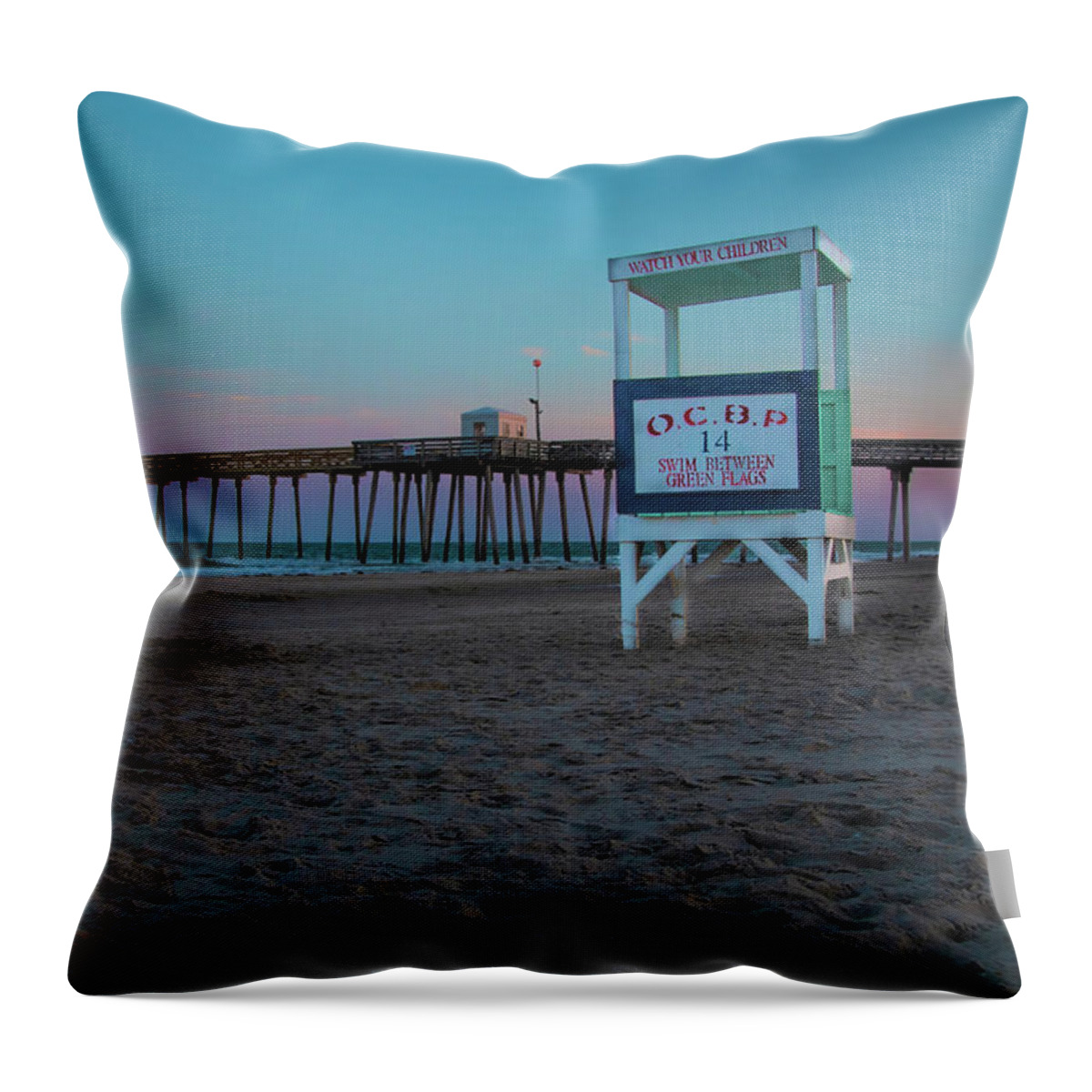 Ocean City Throw Pillow featuring the photograph Sunset at Fourteenth Street Pier by Kristia Adams