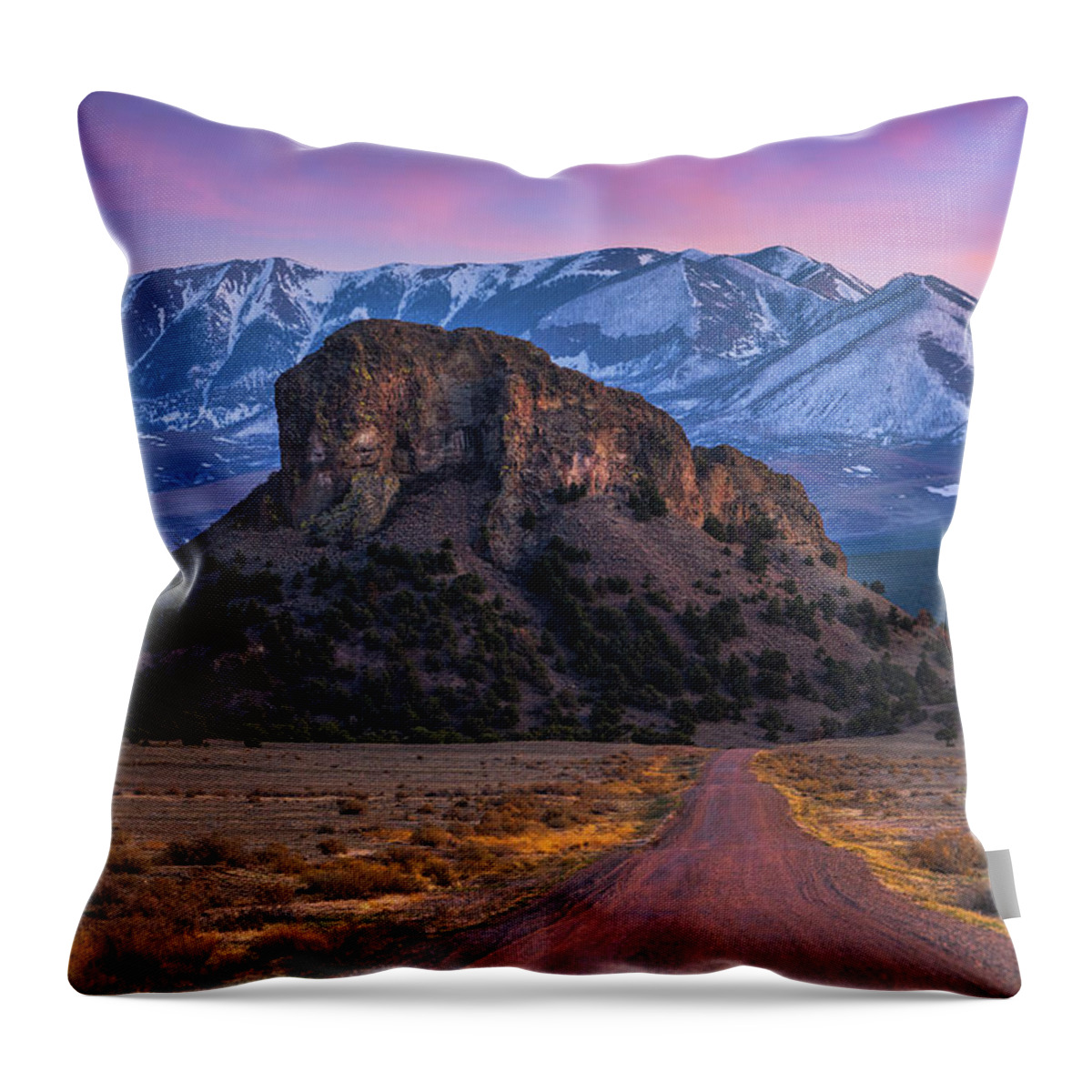 Butte Throw Pillow featuring the photograph Sunset at the Butte by Darren White
