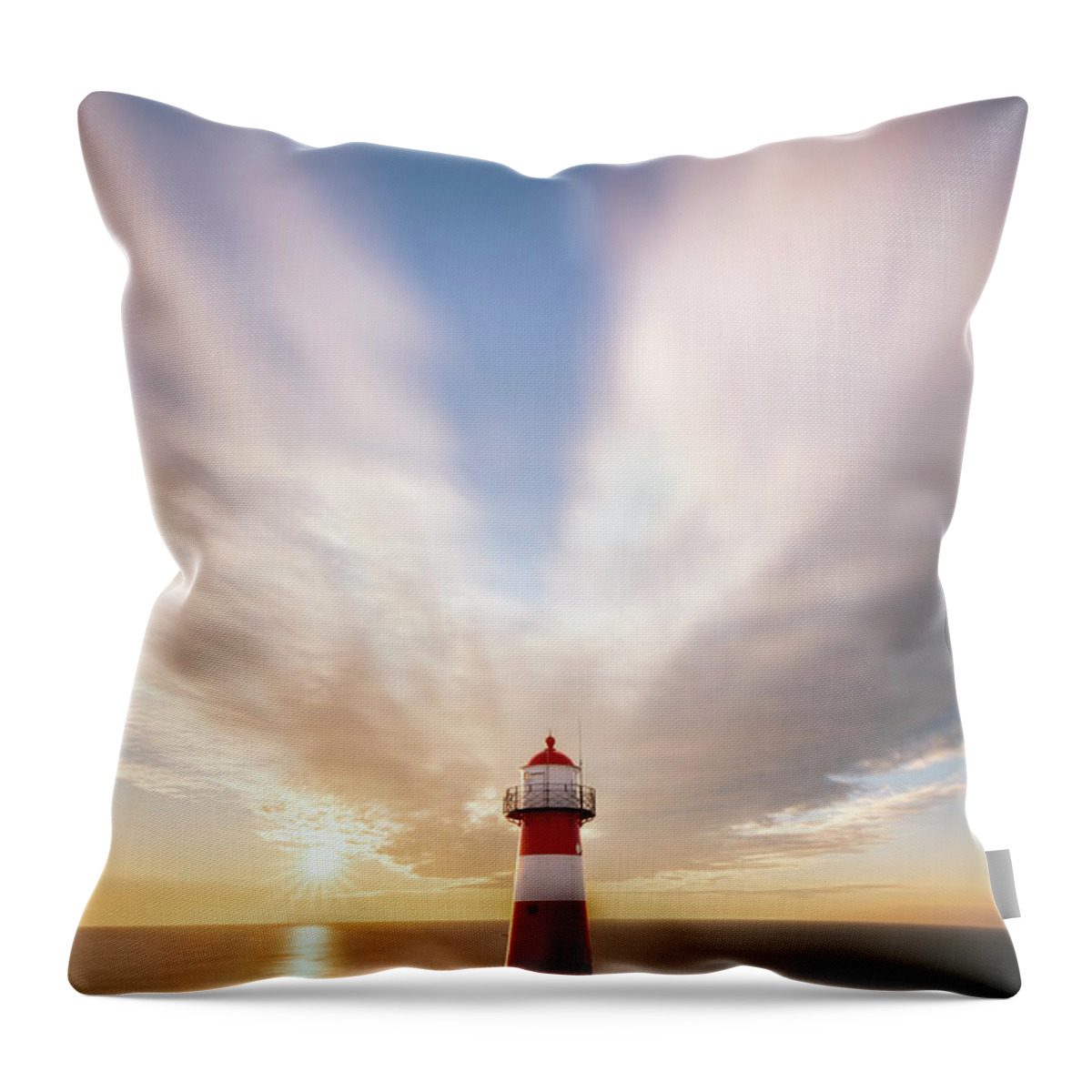  Throw Pillow featuring the photograph Sunset at the lighthouse by Patrick Van Os