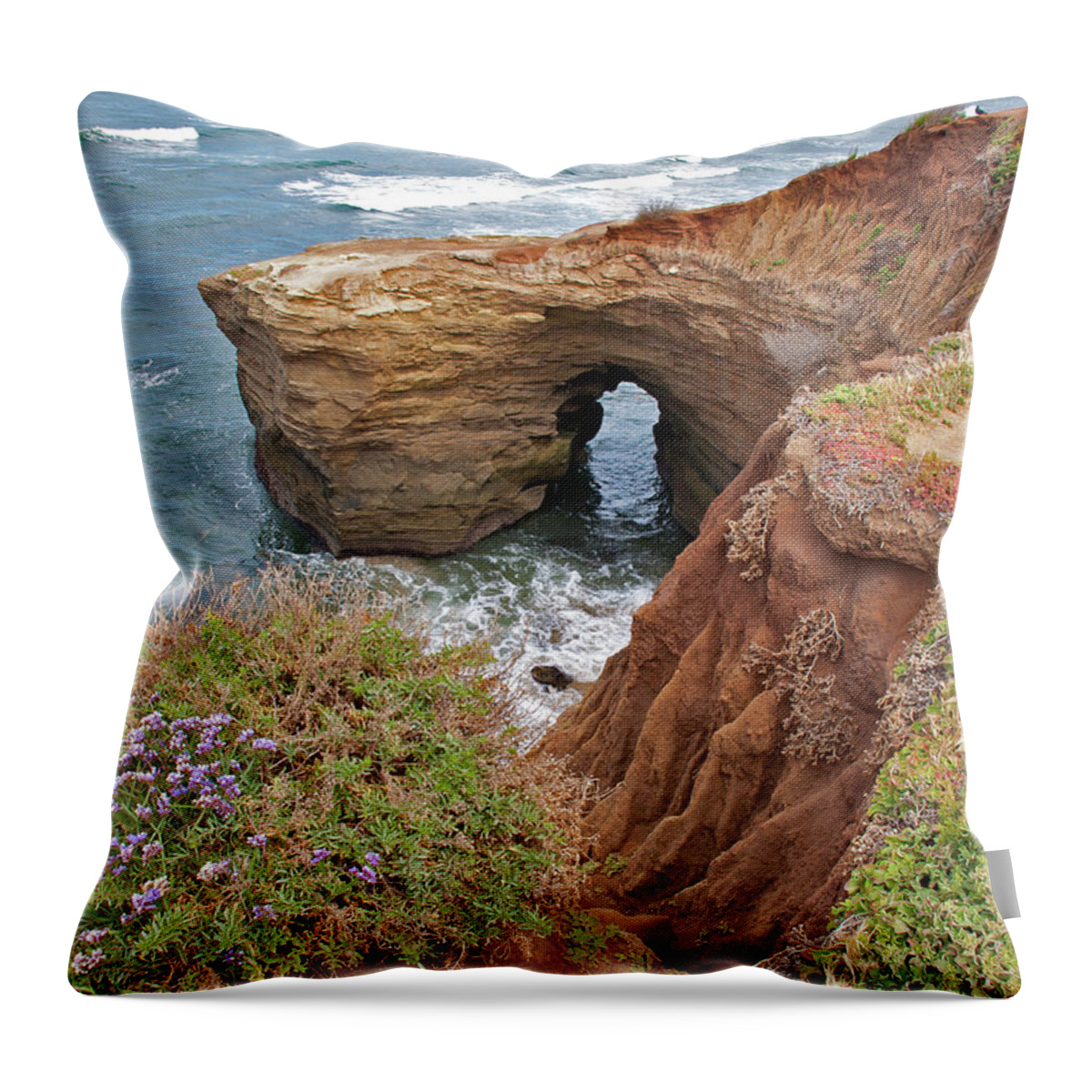 Sunset Cliffs Throw Pillow featuring the photograph Sunset Cliffs in Point Loma - San Diego, California by Denise Strahm