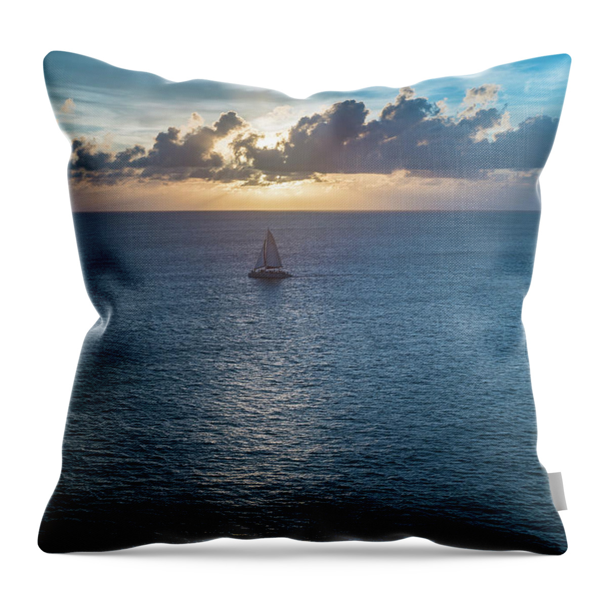 Sunset Throw Pillow featuring the photograph Sunset Finale Grand Cayman by Blair Damson