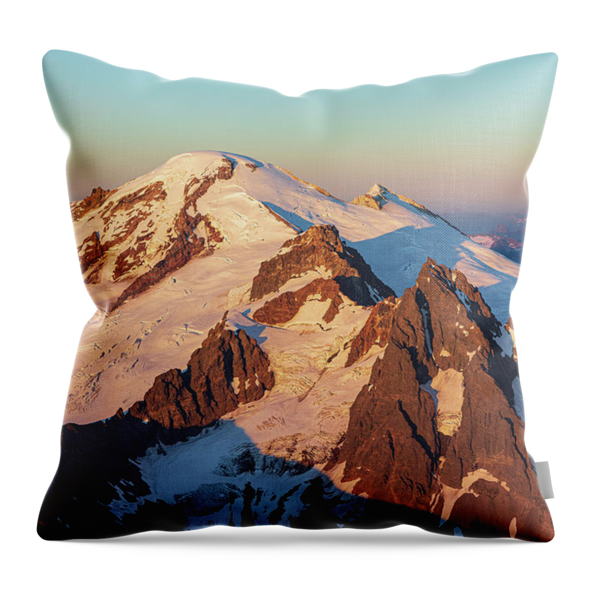 Mount Baker Throw Pillow featuring the photograph Sunset Gold by Michael Rauwolf