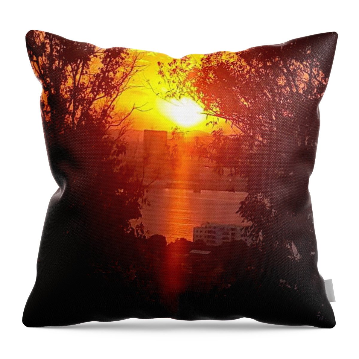 All Throw Pillow featuring the digital art Sunset in Antananarivo Madagascar KN48 by Art Inspirity