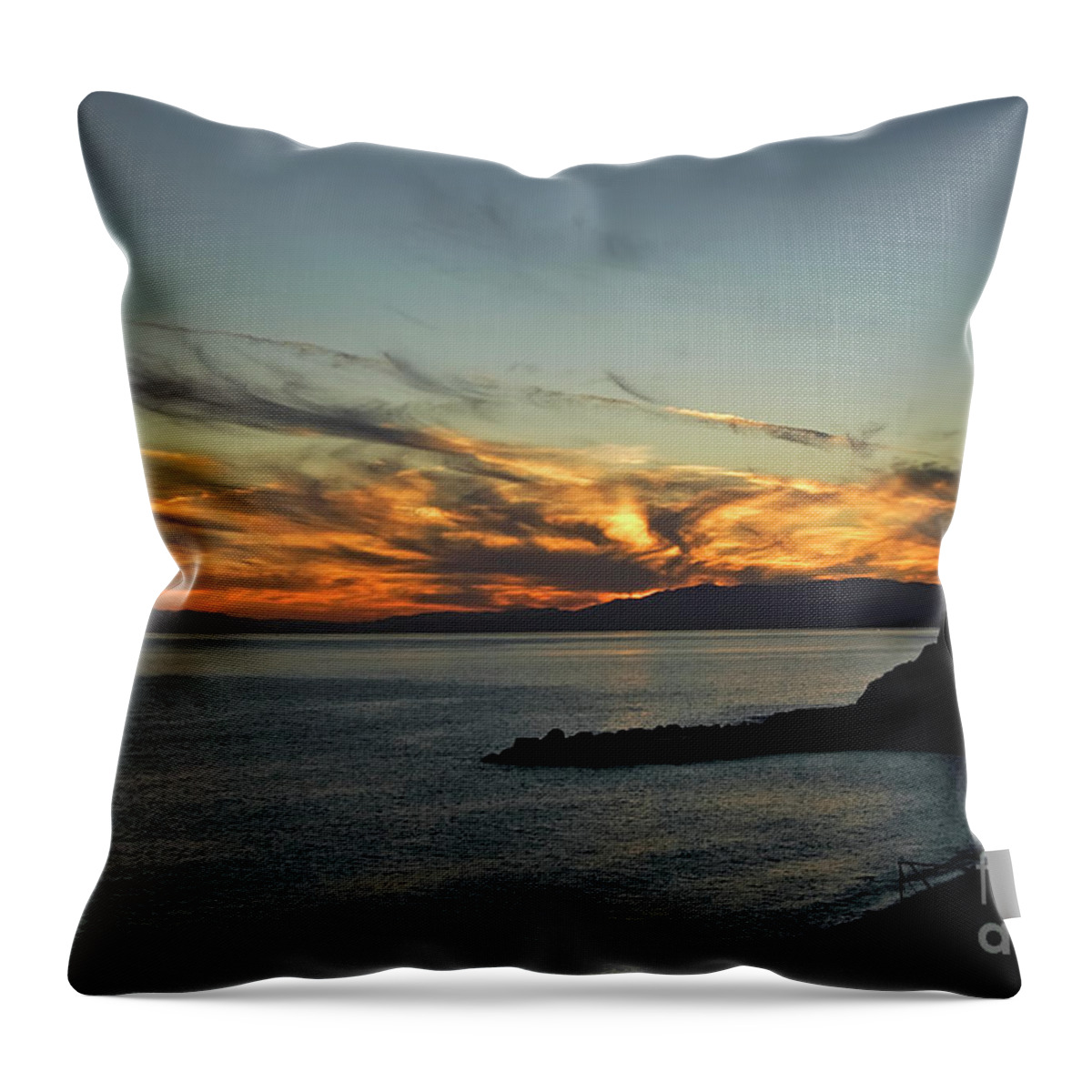 Scenery Throw Pillow featuring the photograph Sunset in Camogli Italy by Paolo Signorini