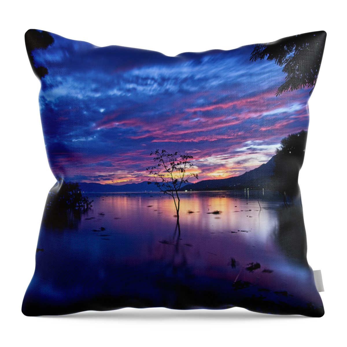 Sunset Throw Pillow featuring the photograph Sunset in Chapala Lake 002 by Fernando Blanco Farias