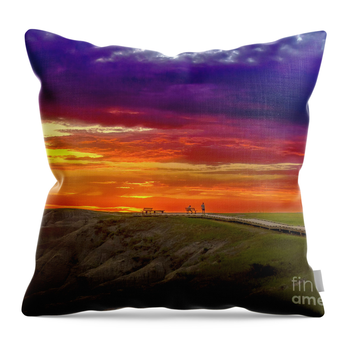Sunset Throw Pillow featuring the photograph Sunset in the Badlands by Nick Zelinsky Jr