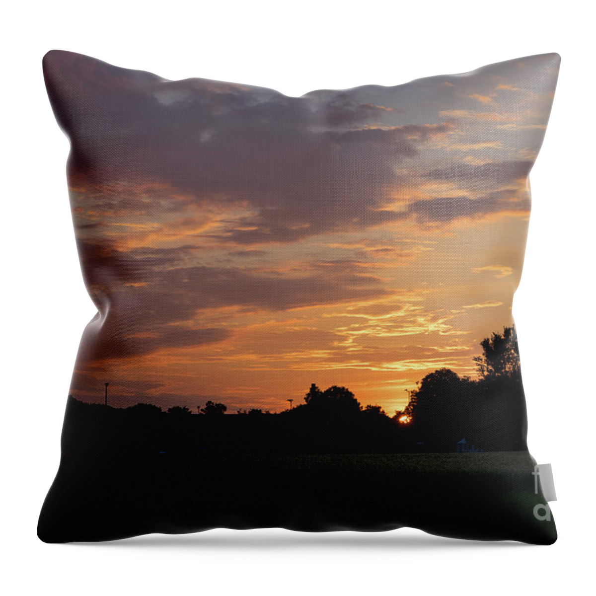 Sunset Throw Pillow featuring the photograph Sunset at the edge of the forest 1 by Adriana Mueller
