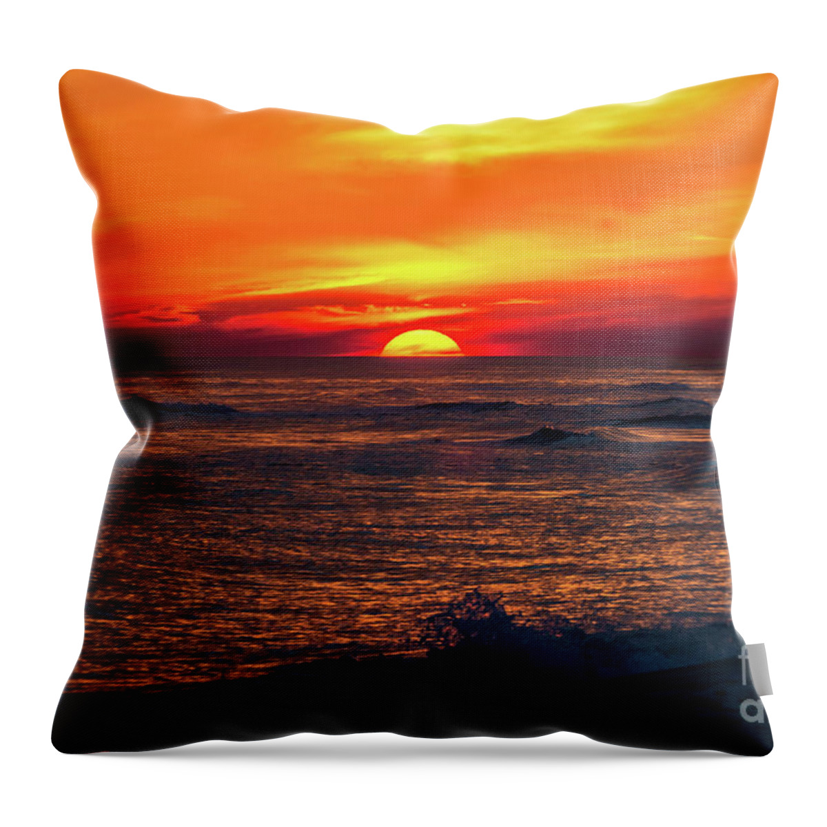 Sun Throw Pillow featuring the photograph Sunset on the Horizon, Perdido Key, Florida by Beachtown Views