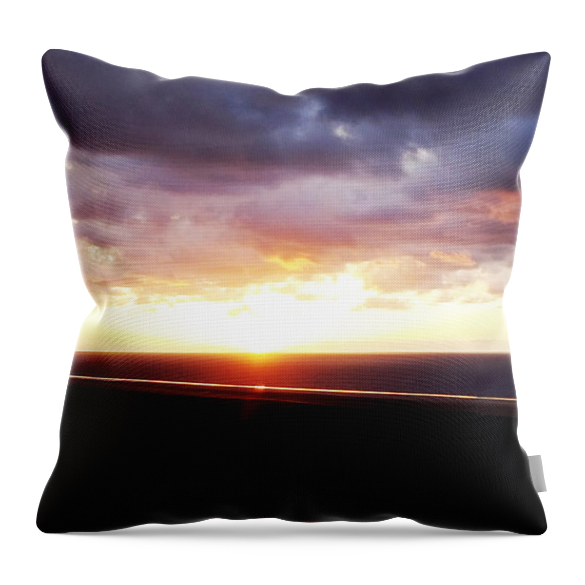 Sunsets Throw Pillow featuring the digital art Sunset on the Ocean 7 by Aldane Wynter