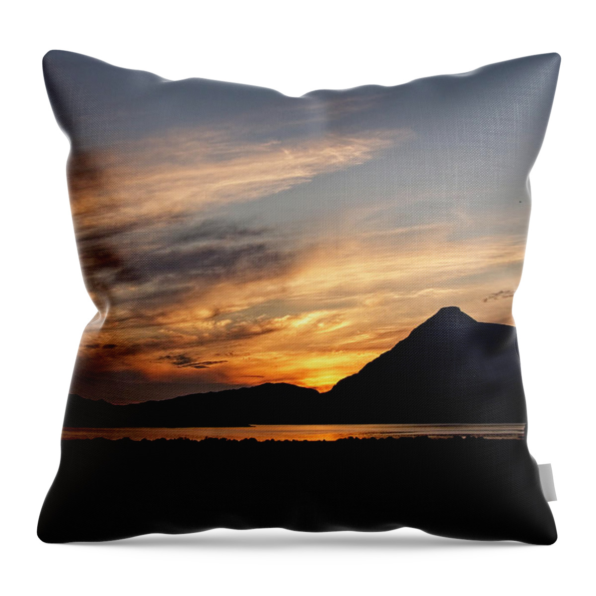 Sunset Throw Pillow featuring the photograph Sunset over Loch Assynt by Tony Mills