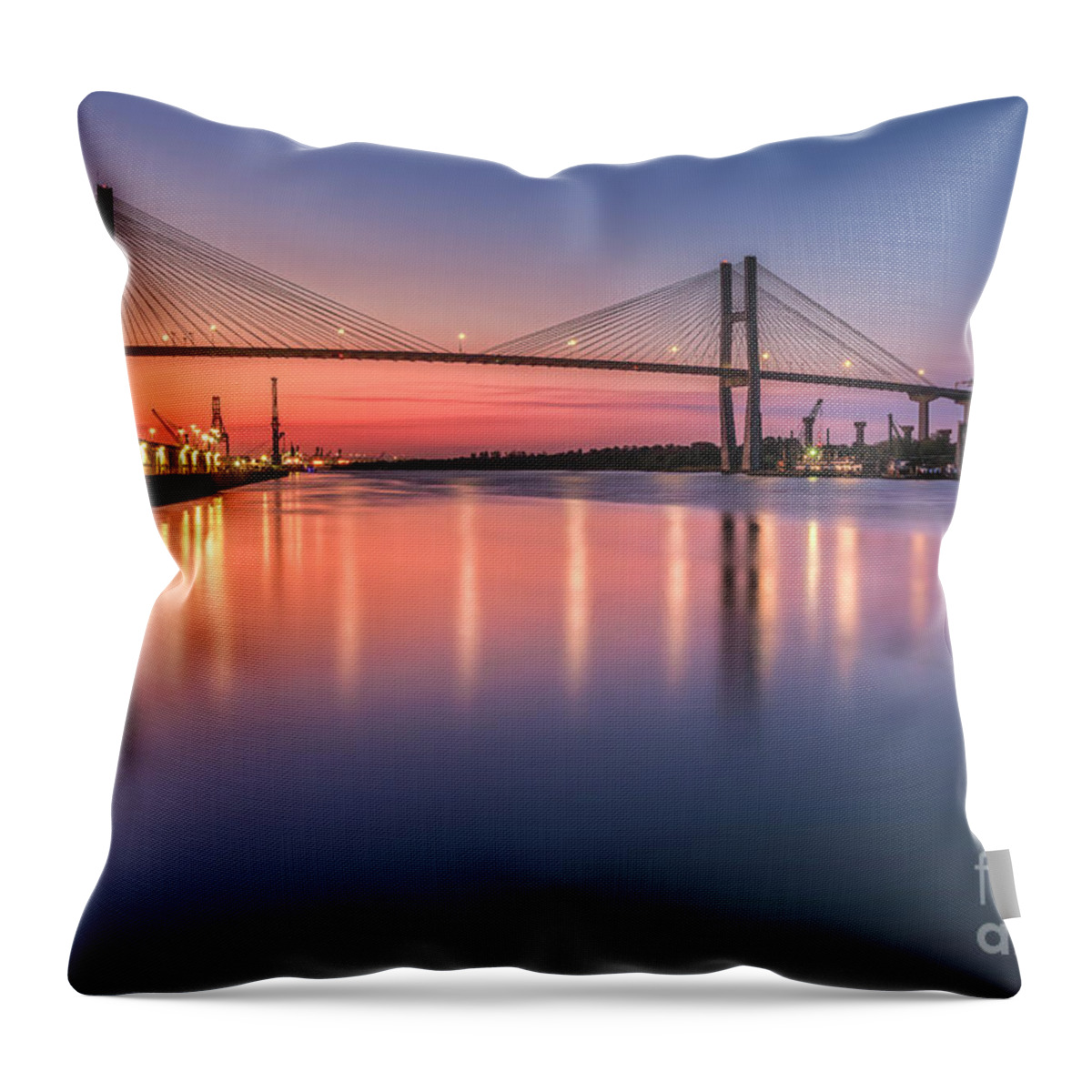 Sunset Throw Pillow featuring the photograph Sunset over Savannah River II by Shelia Hunt